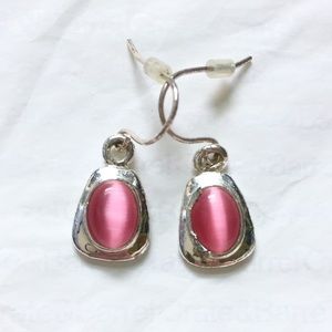 Y2K Pink Earrings Set Silver Oval Barbiecore Dainty Retro 2000s Prom Homecoming